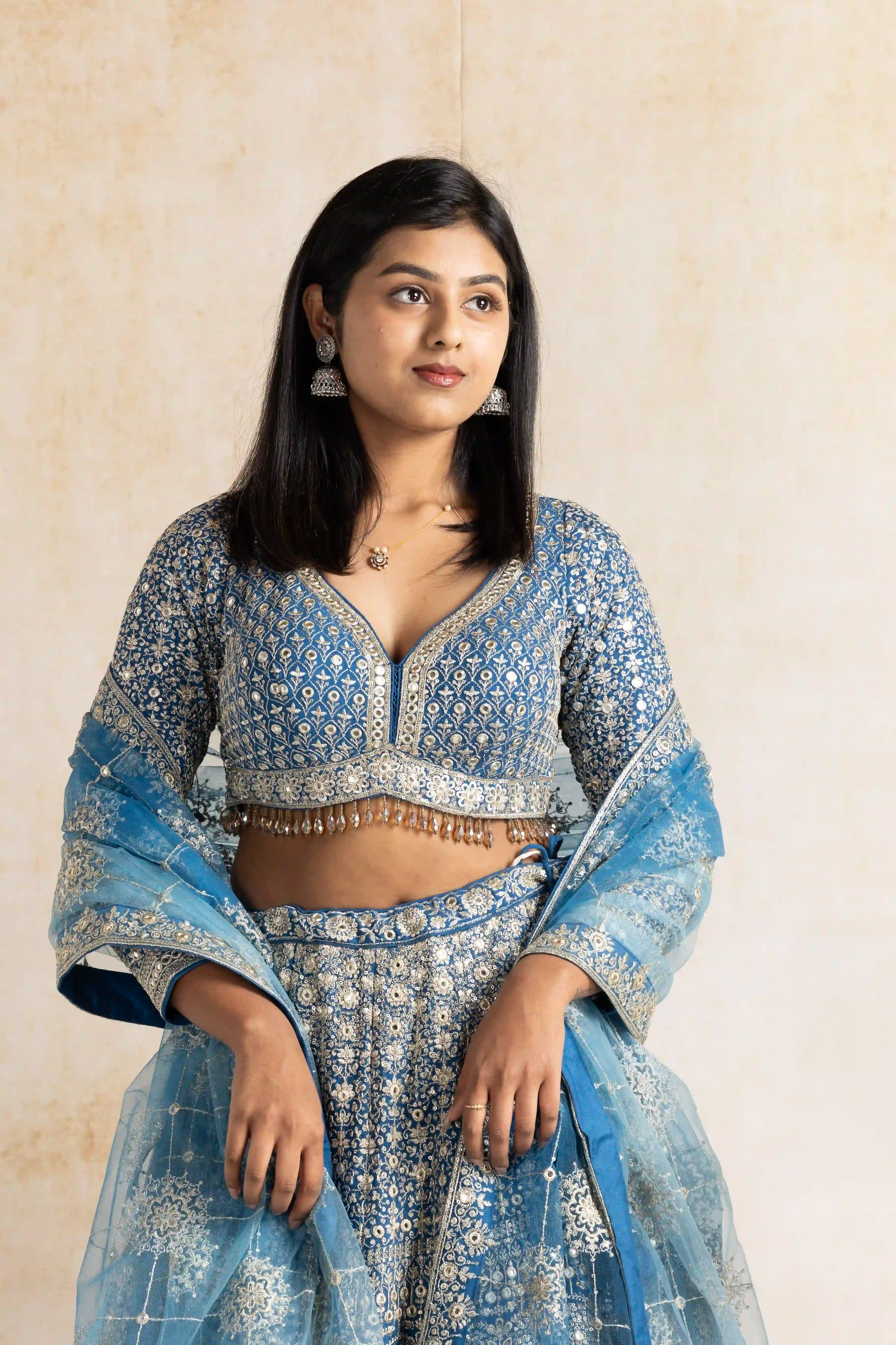 Celestial Blue Sequin Embroidered Lehenga Set