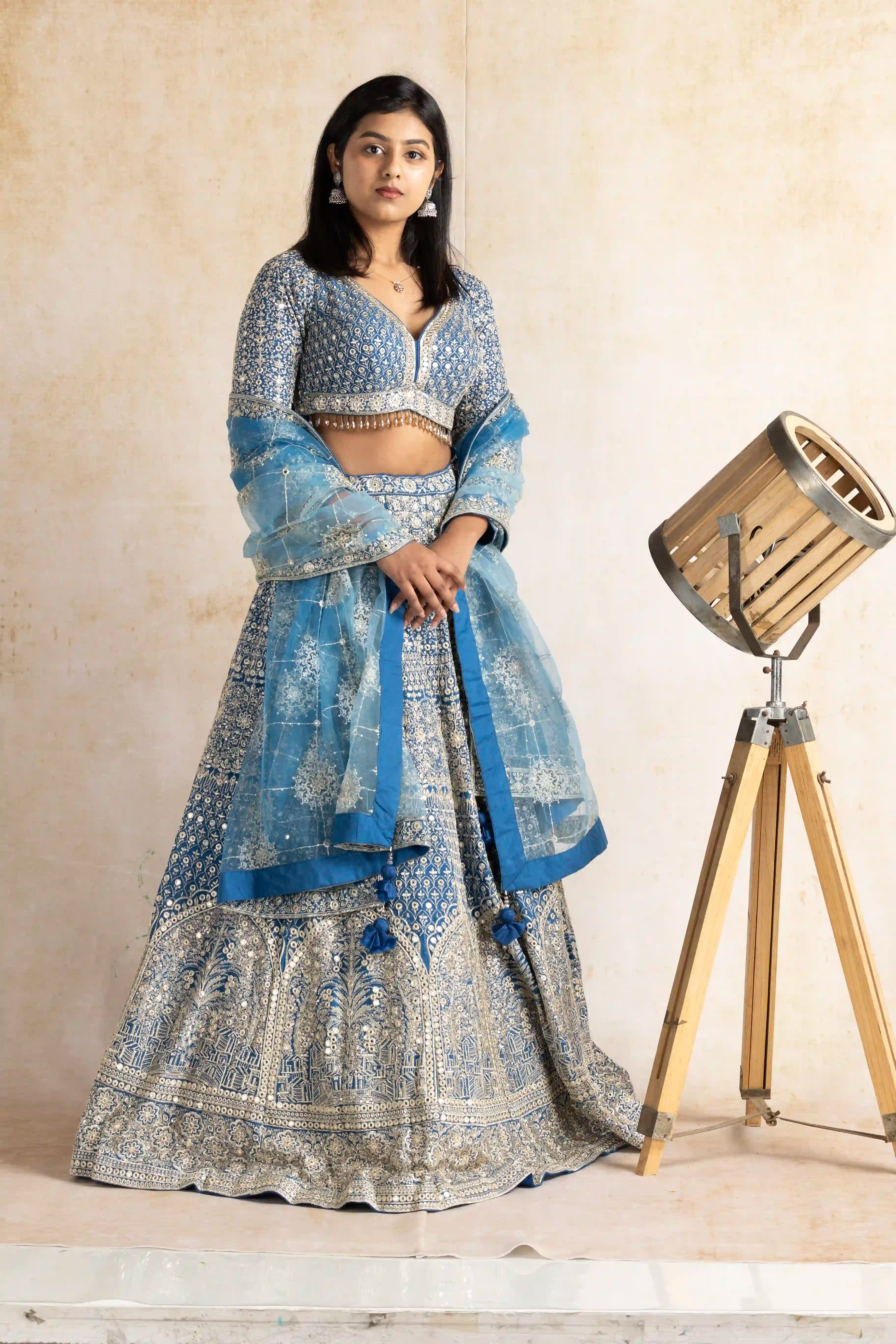 Celestial Blue Sequin Embroidered Lehenga Set