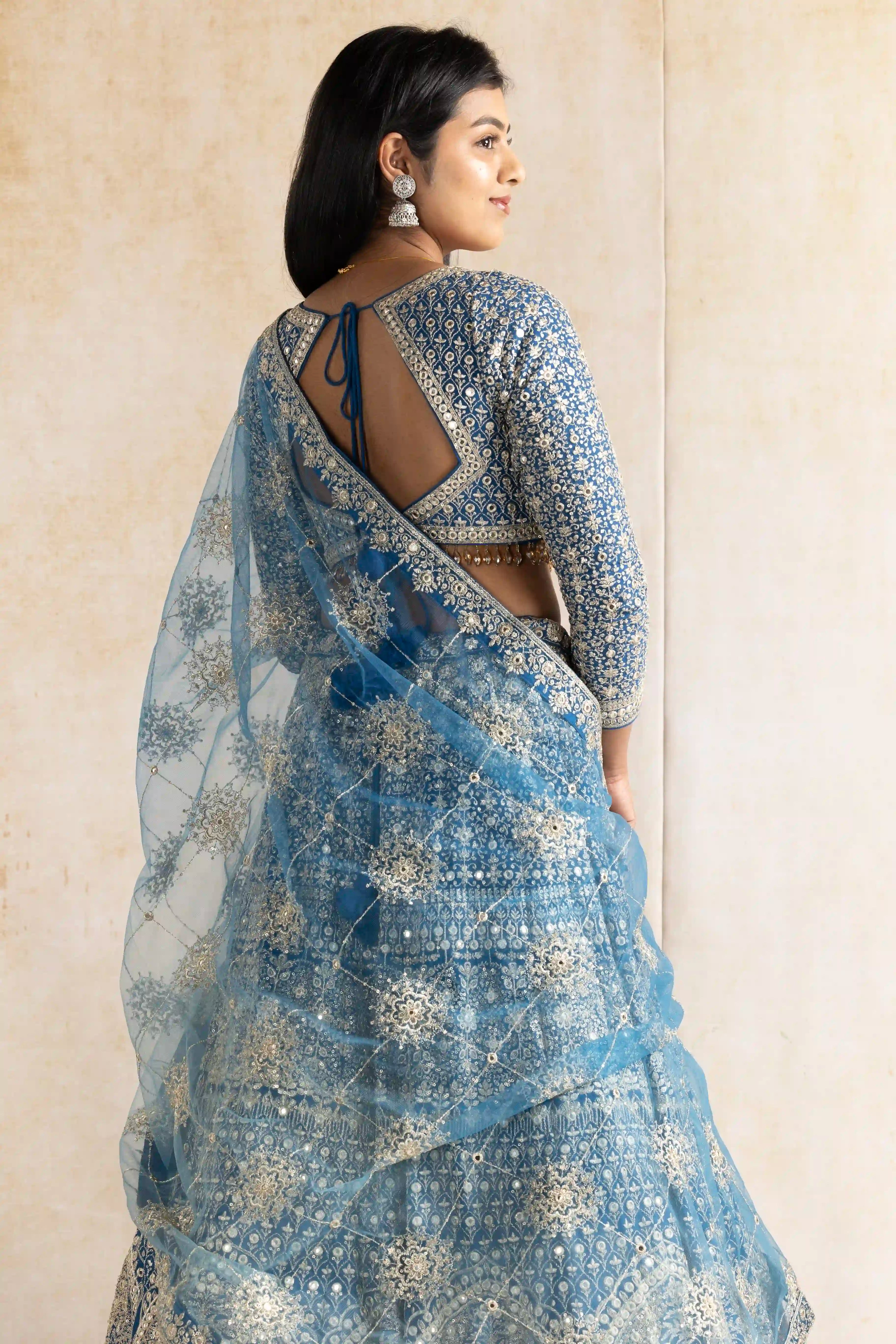Celestial Blue Sequin Embroidered Lehenga Set