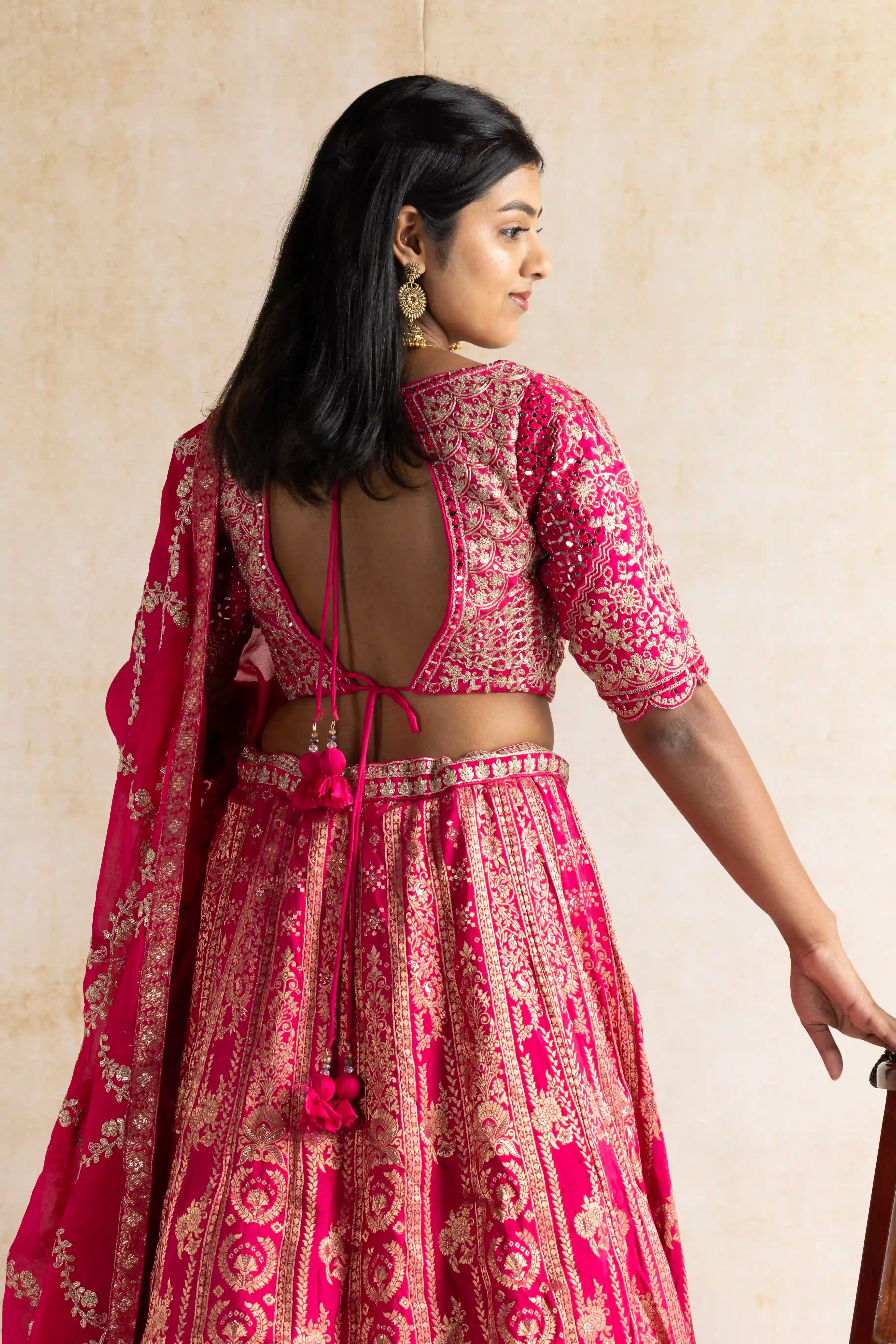 Royal Fuchsia Banarasi Silk Brocade Lehenga Set with Heritage Zari Weaving