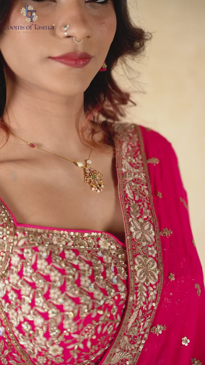 Royal Red Zardosi Hand-Embroidered Bridal Lehenga Set with Dupatta