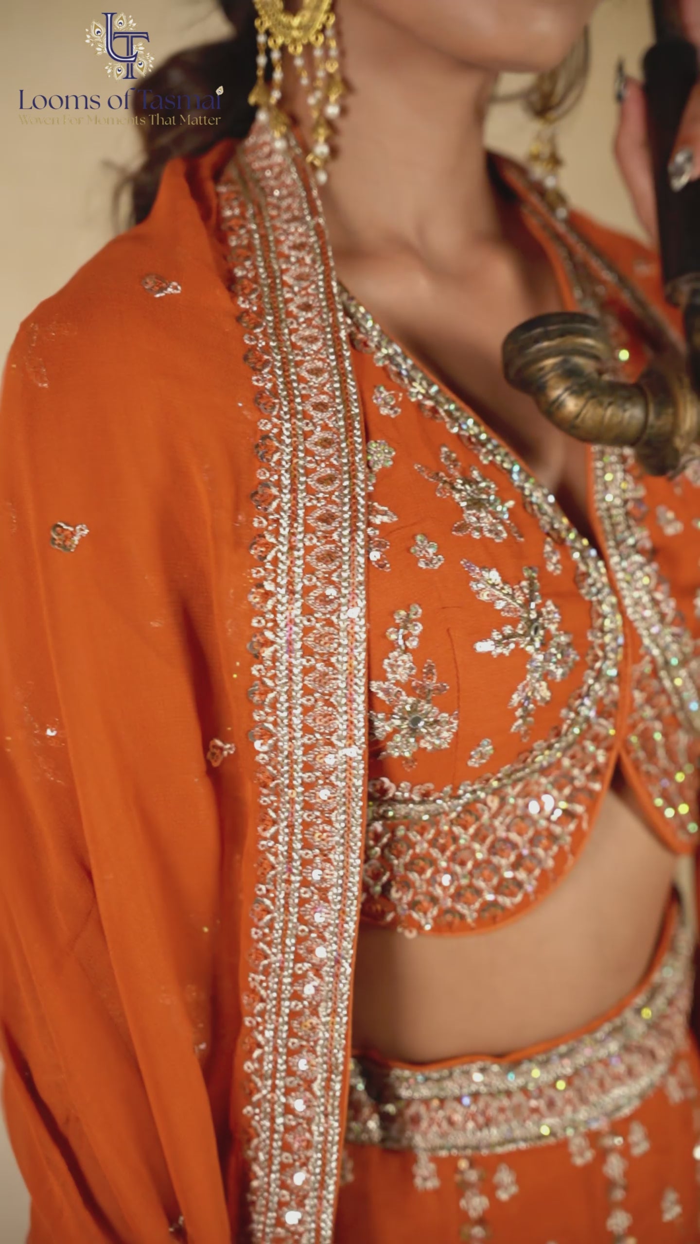 Saffron Orange Zardosi Hand-Embroidered Lehenga Set with Dupatta